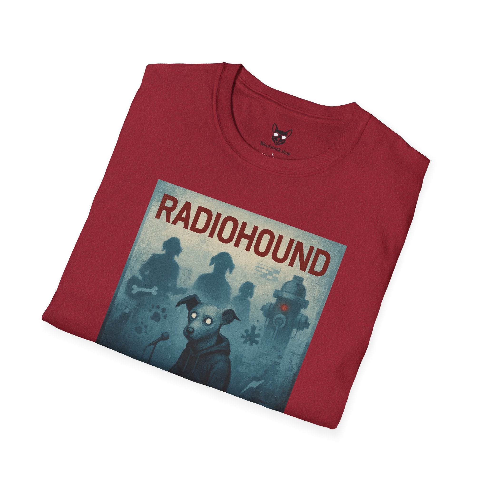 Radiohead Concert Poster Dog Parody Unisex Softstyle T-Shirt -- Funny Rock Tee for Music and Dog Lovers